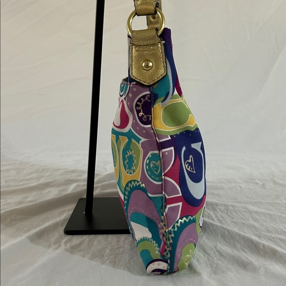 Coach Signature Poppy Graffiti Crossbody Shoulder Bag F19454 Gold Multicolor - Picture 6 of 12